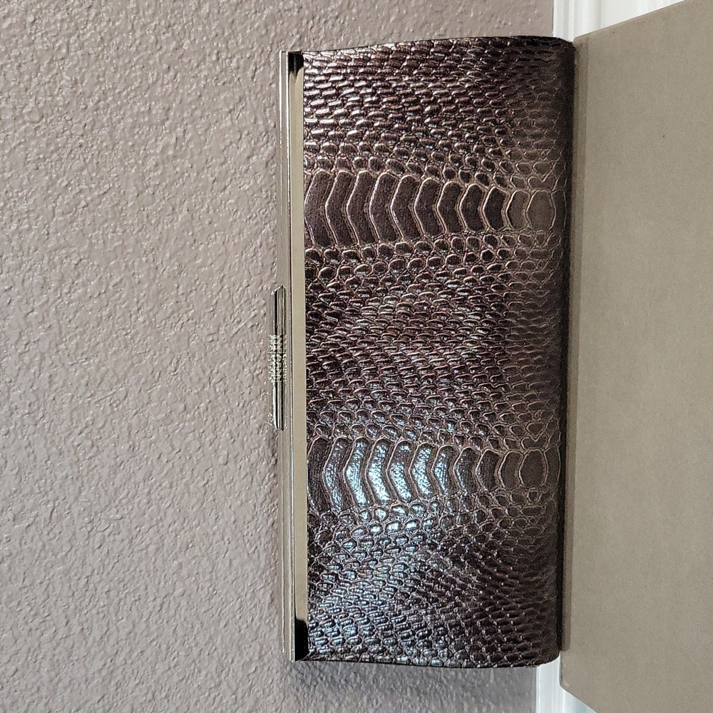 Bronze Faux Snake Skin Clutch Bag